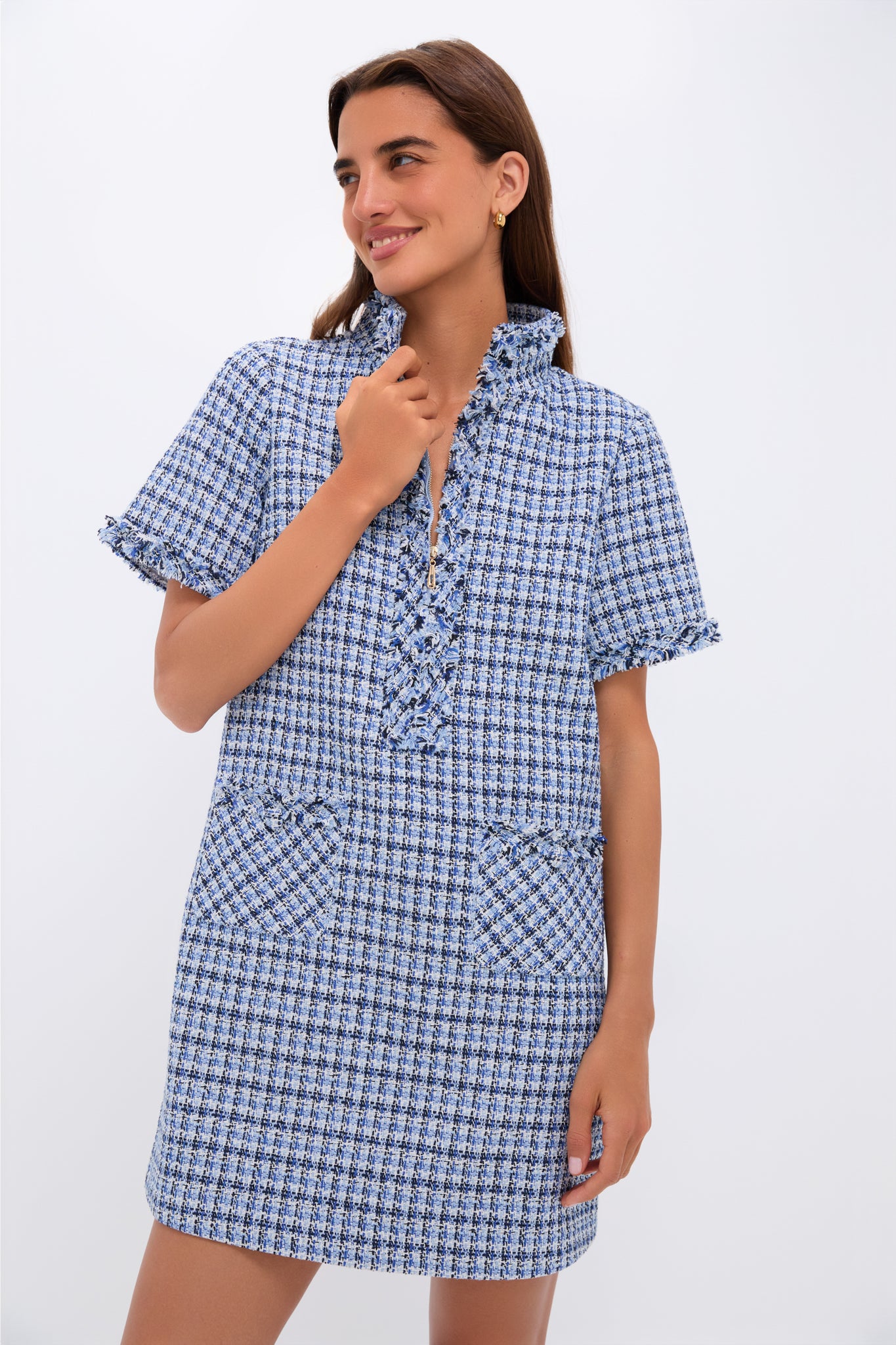Blue Multi Tweed Ophelia Dress | Pomander Place Blue Multi Tweed Ophelia Dress | Pomander Place
