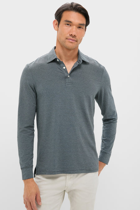 Moonlight Point Stripe Long Sleeve Movement Polo