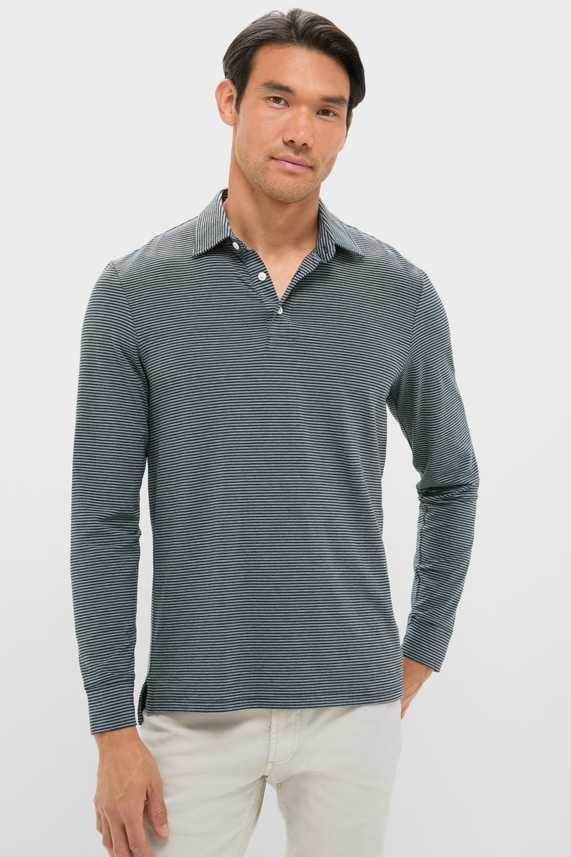 Moonlight Point Stripe Long Sleeve Movement Polo