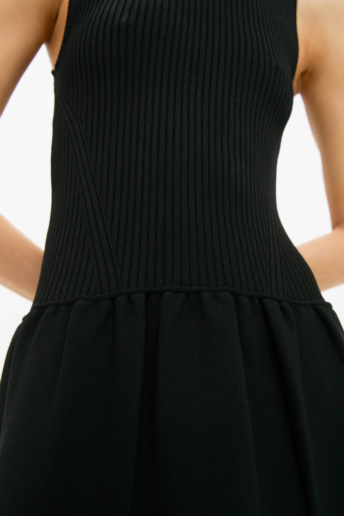 Noir Rosaline Sleeveless Drop Waist Knit Midi Dress