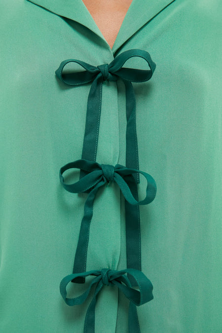 Green Bow Pajama Set with Detachable Feathers