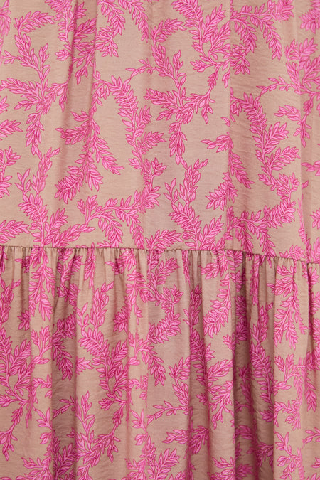 Tan & Pink Vines Bennett Maxi Dress