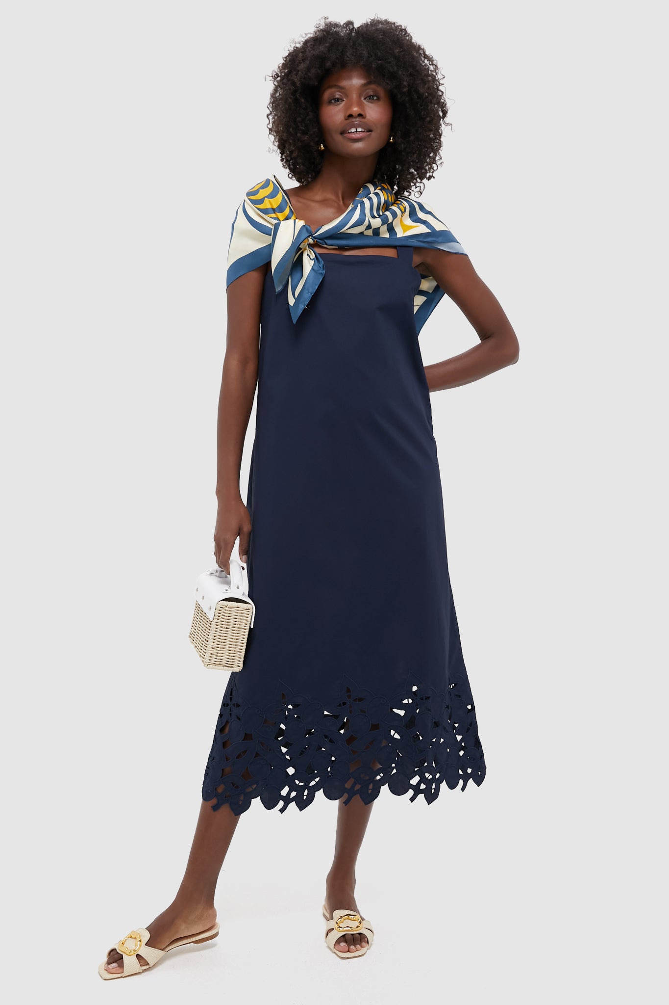 Navy Cotton Eyelet Moria Dress