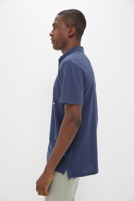 Nautical Blue Drift Linen Polo