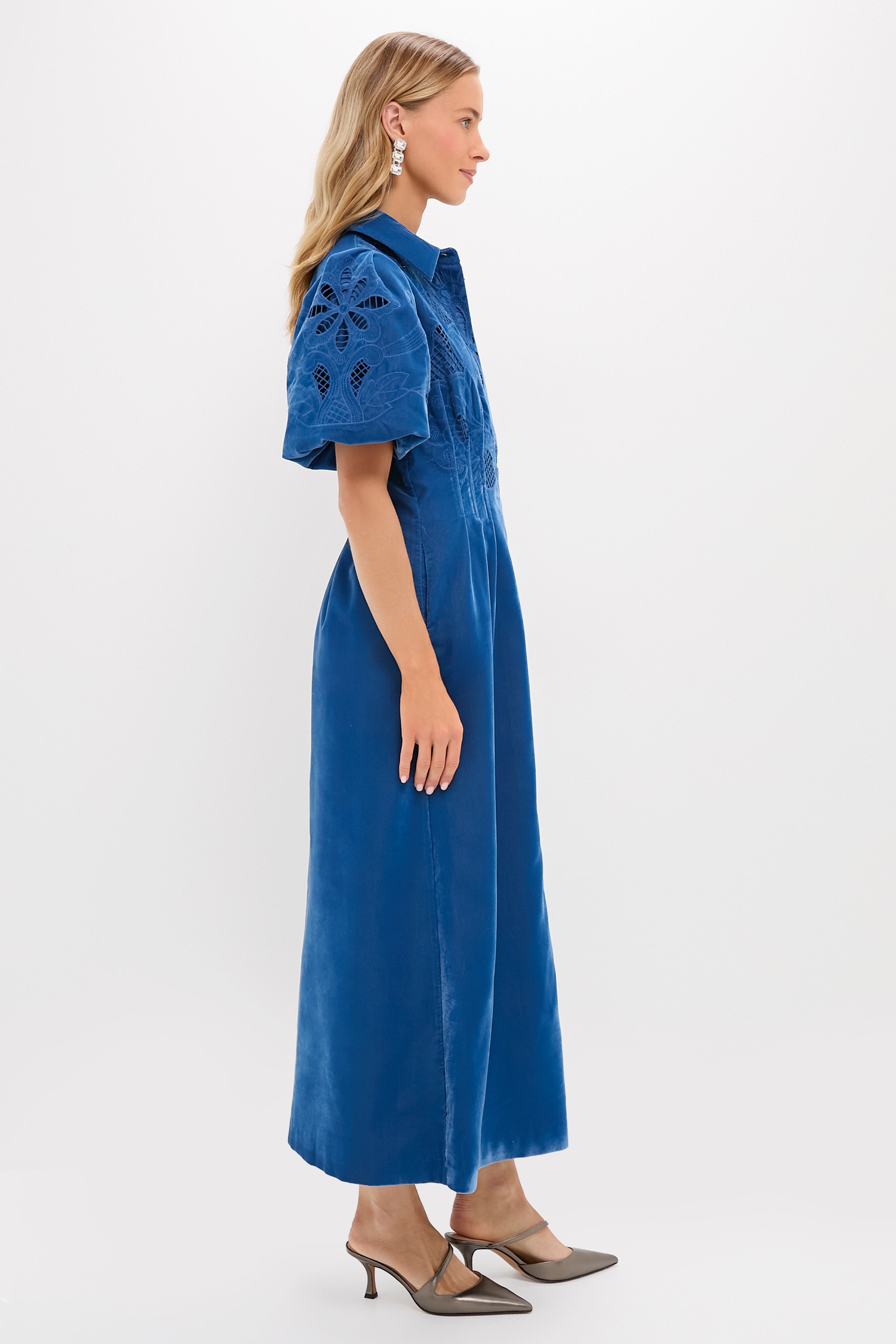 Tuckernuck Blue Fog Velvet Lace Delaney Dress Blue Fog / XXS