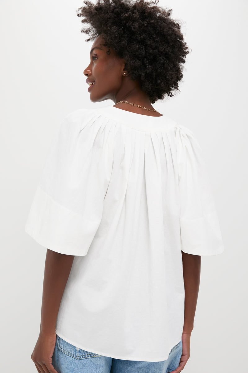 White Finley Flutter Sleeve Top