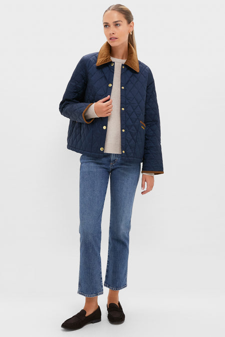 Barbour Navy Icons Cropped Liddesdale Quilted Jacket
