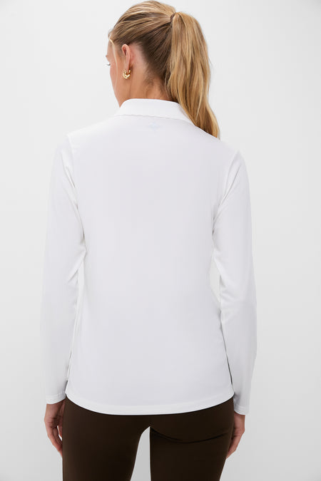 White Long Sleeve Performance Jersey Caroline Polo