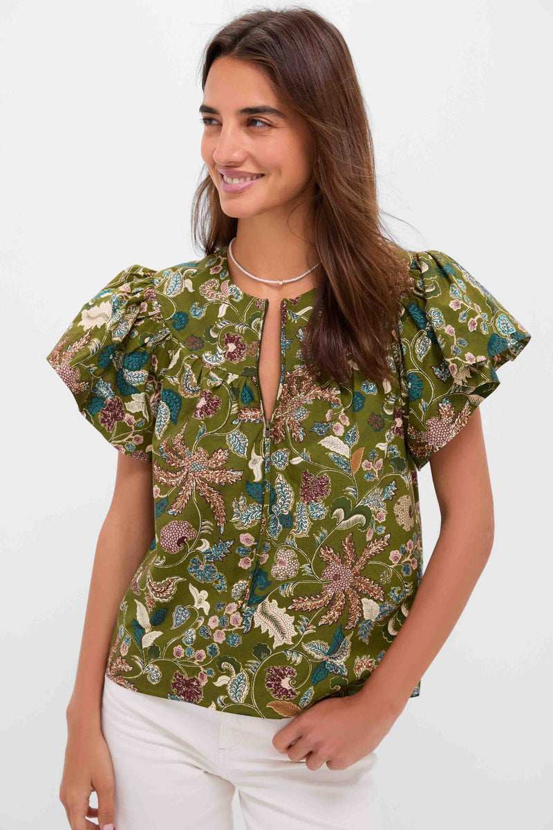 Lichen Perline Flutter Sleeve Blouse