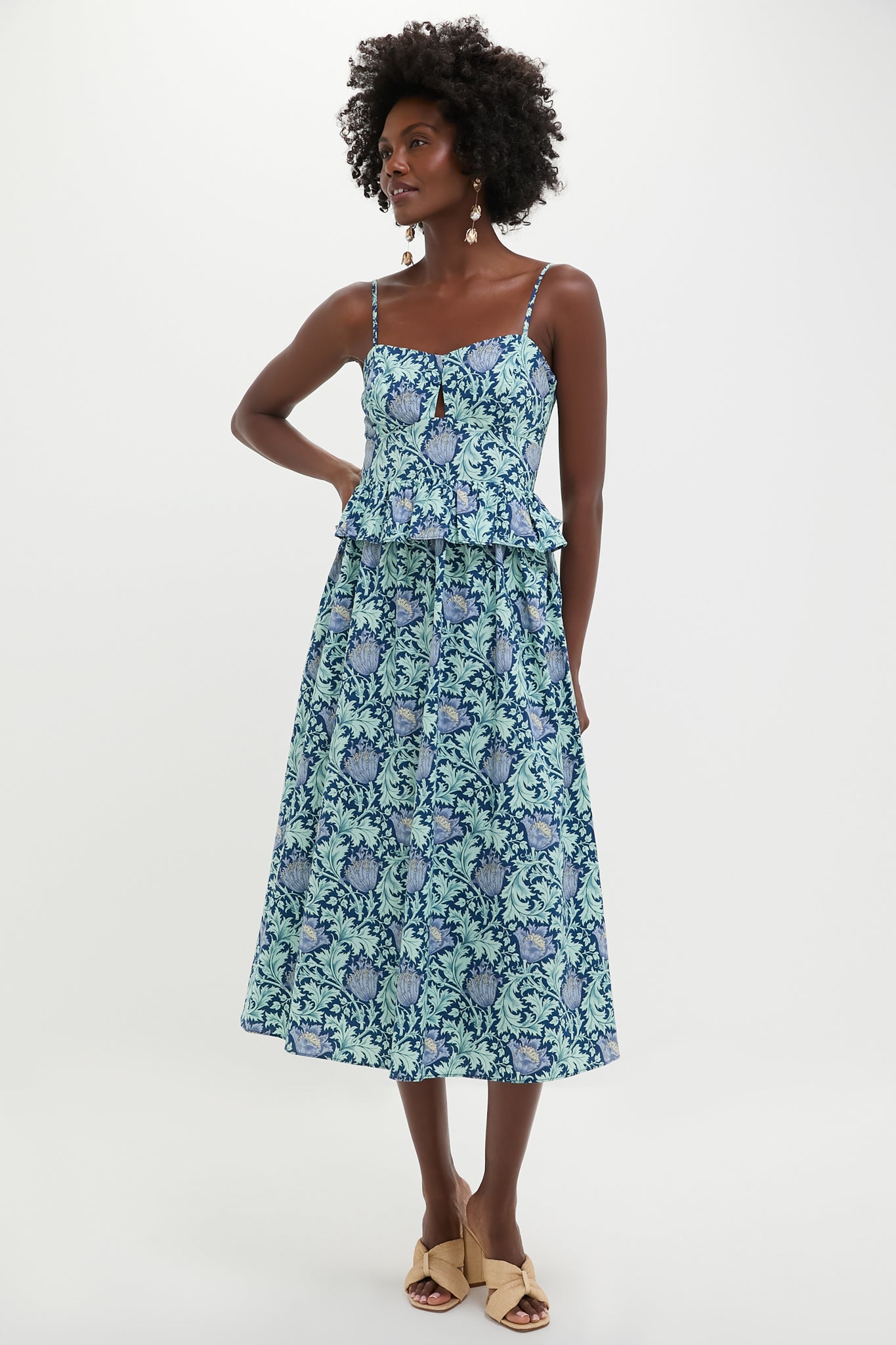 Blue Leafy Floral Maeve Midi Dress | Hyacinth House Blue Leafy Floral Maeve Midi Dress | Hyacinth House