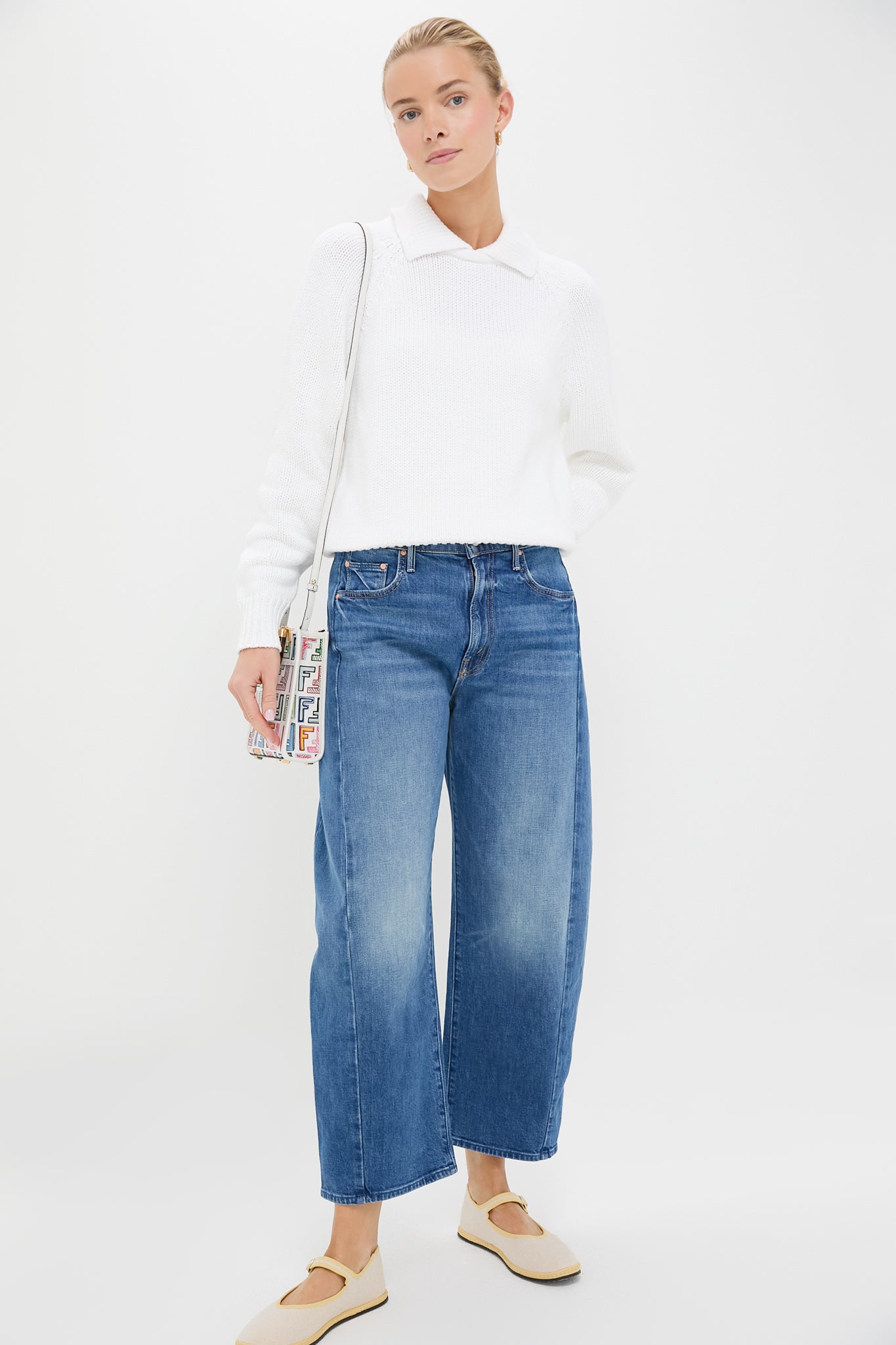 FENDI White Multicolor Leather Sunshine Shoulder Bag