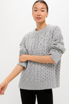 Gray Patchwork Cable Marks Sweater