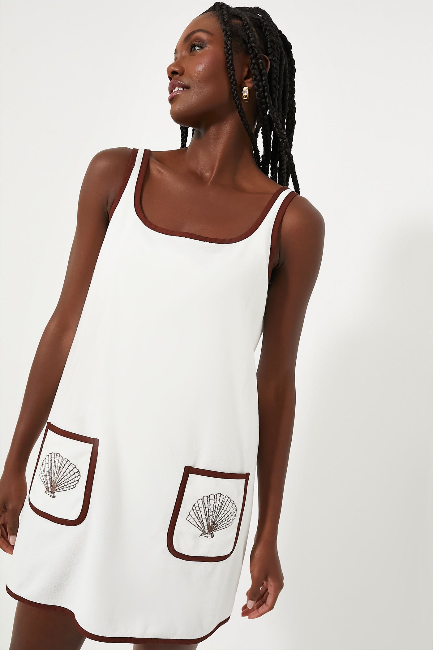 Blanc Shell Embroidered Terrycloth Dress Coverup