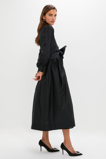 Black Tie Front Bow Bea Maxi Dress