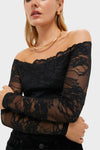 Black Lace Off the Shoulder Bari Top