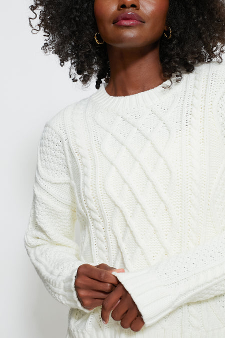 Ivory Cable Knit Courchevel Sweater