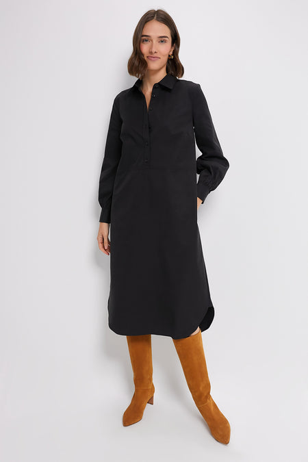 Black Balloon Sleeve Tory Shirt Dress