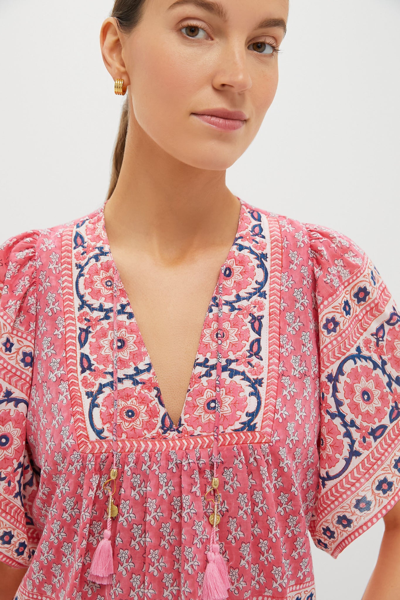 Pink Navy Printed Angel Top