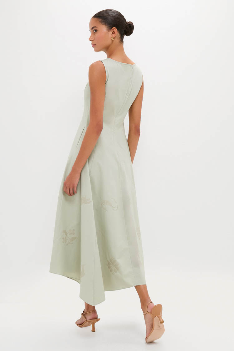 Pistachio Jacqueline Asymmetrical Hem Midi Dress | CLEA Pistachio Jacqueline Asymmetrical Hem Midi Dress | CLEA