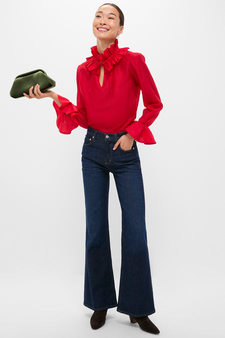 Red Organza Bouvier Blouse