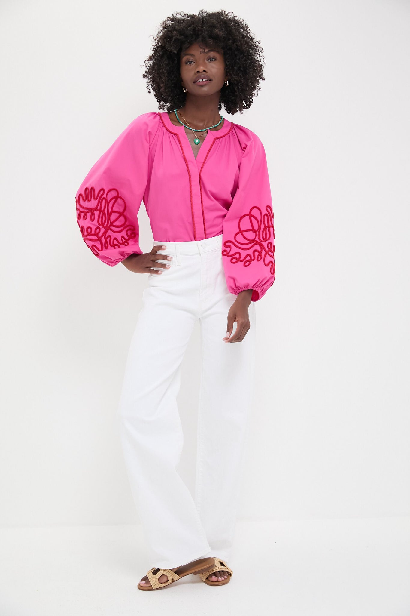 Pink & Red Soutache Stella Blouse