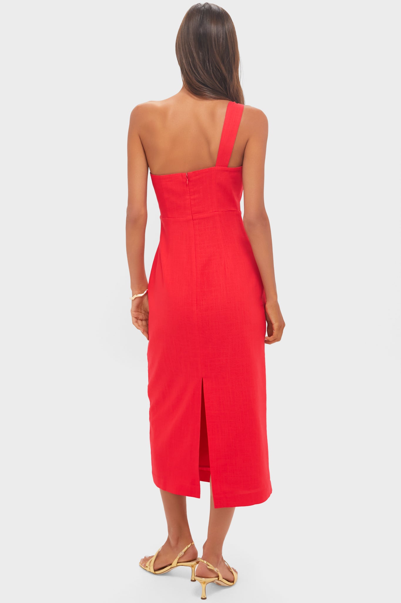 Red Linen Dominica Midi Dress
