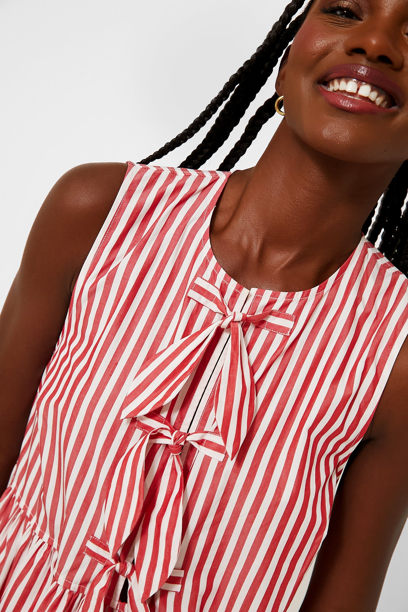 red stripe cotton mini bow tie dress GANNI Stripe Cotton Mini Bow Tie Dress