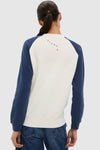 Cream and Navy Embroidered Sardine Sweatshirt