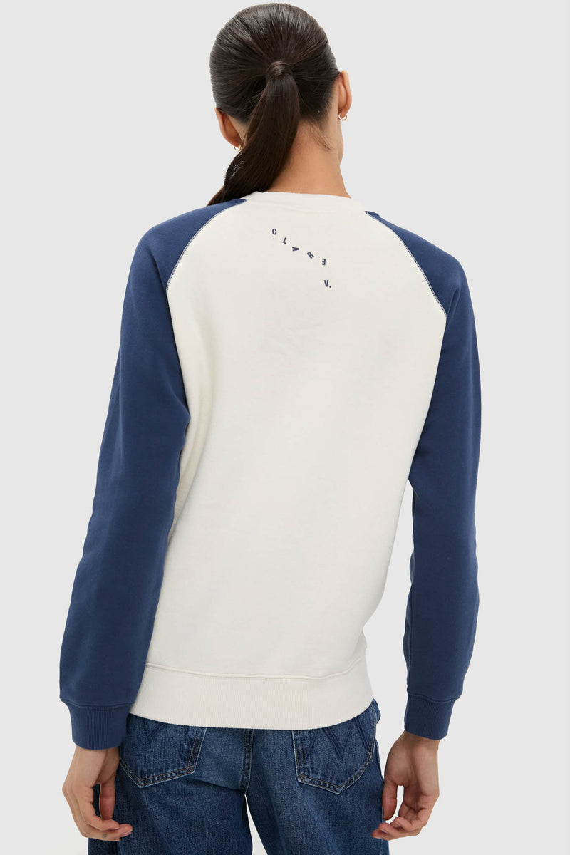 Cream and Navy Embroidered Sardine Sweatshirt