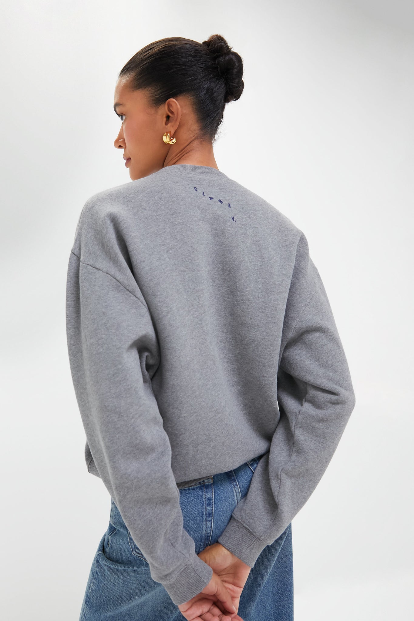 Grey and Navy Liberez Les Sardines Oversized Sweatshirt | Clare V