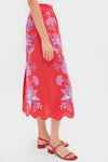 Porcelain Garden Red Midi Skirt