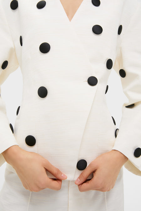 Black and Ecru Aloise Textured Buttons Jacket
