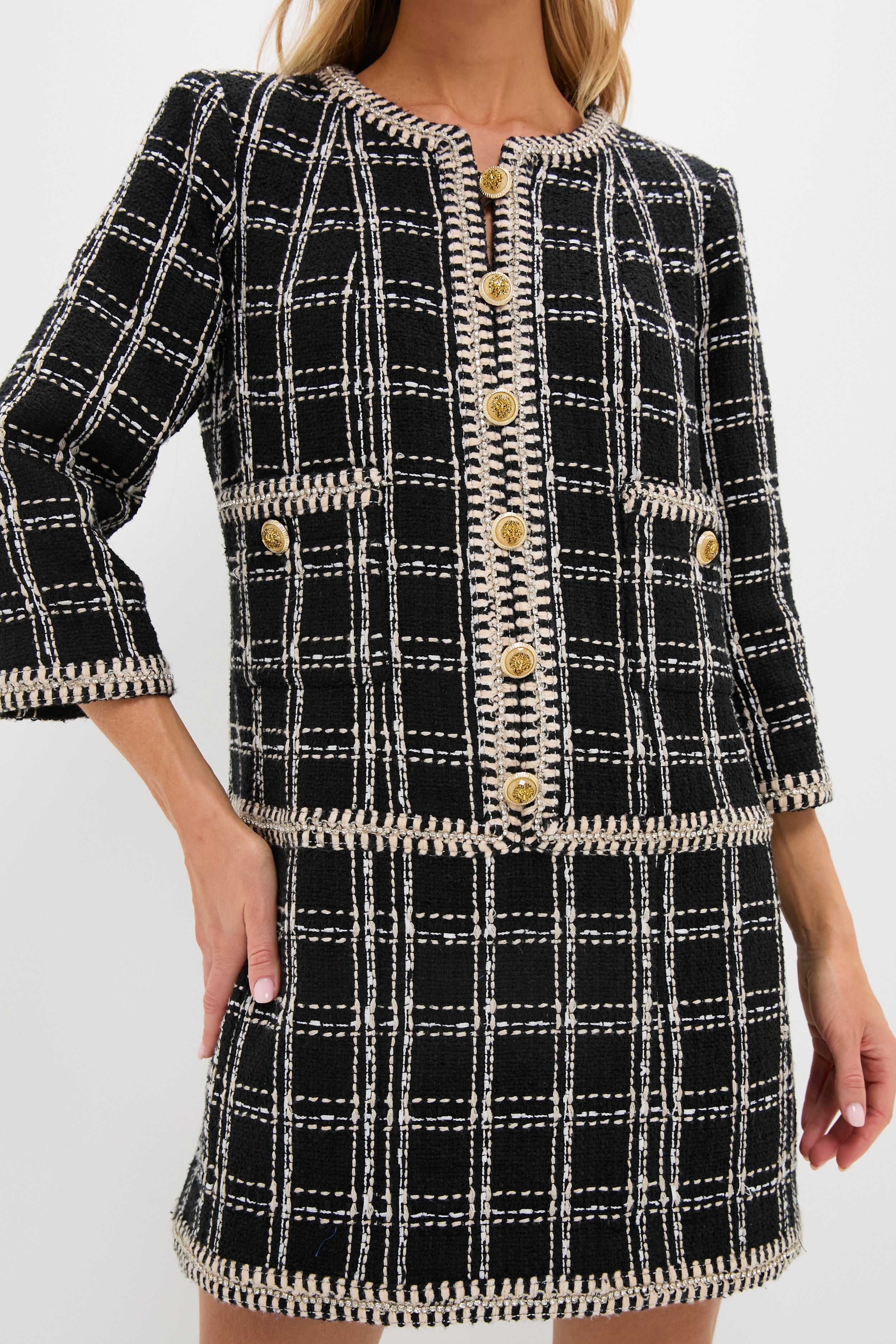 Embellished Black Tweed Onassis Dress