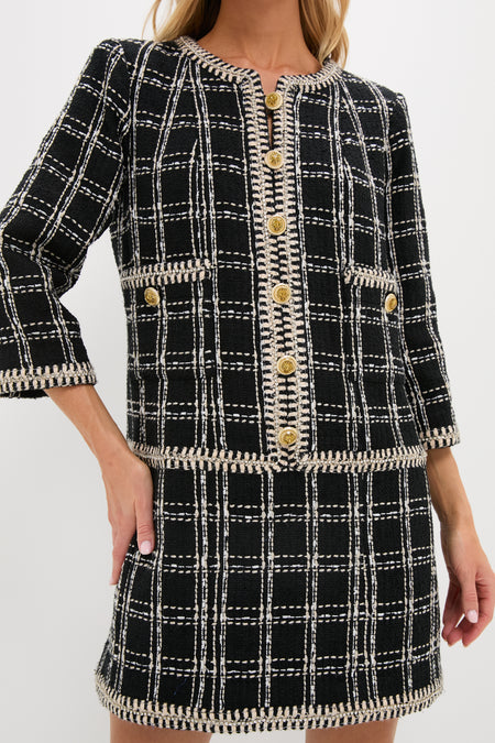 Embellished Black Tweed Onassis Dress