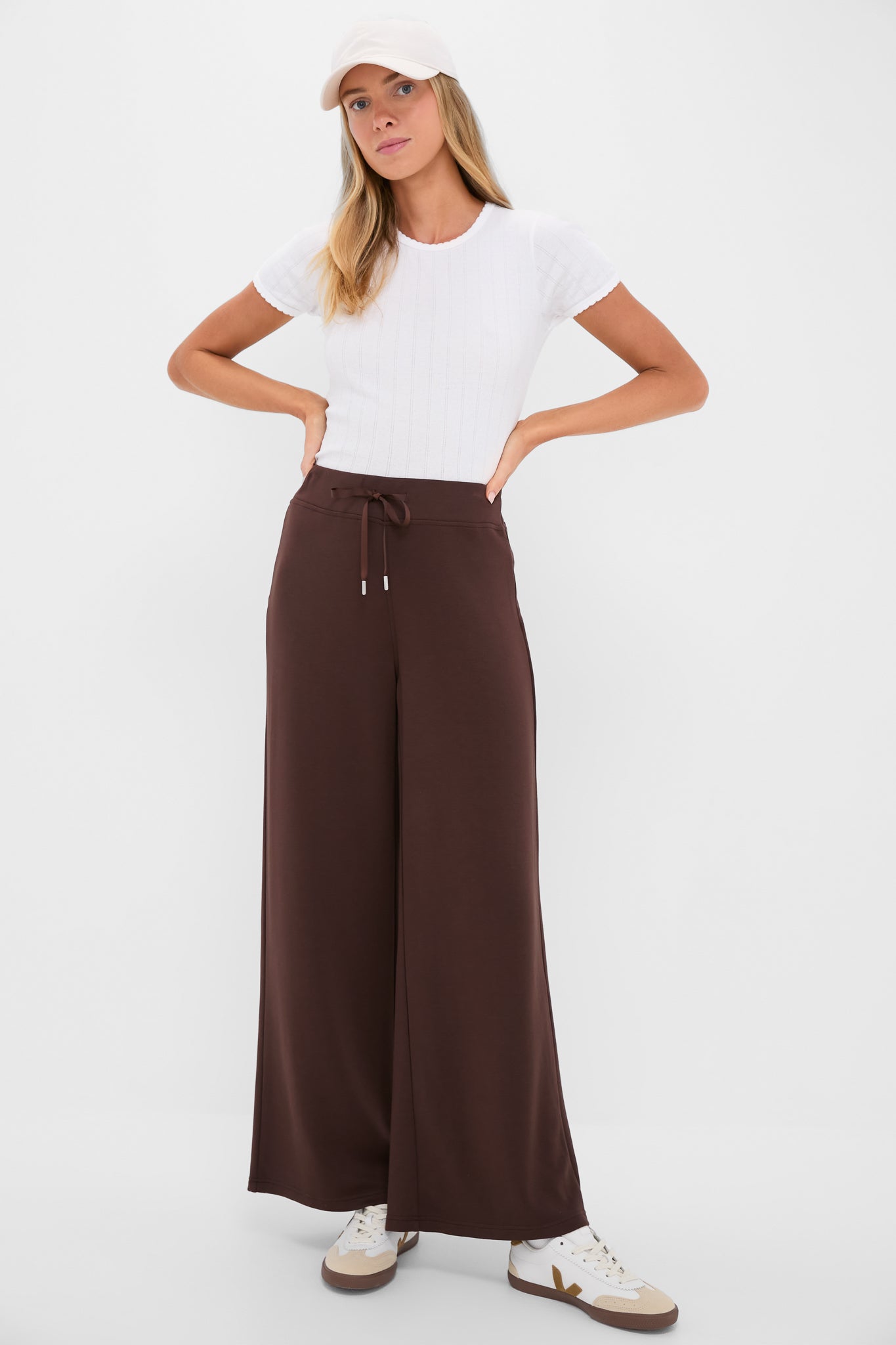 Chocolate Brown Wide Leg Comfort Stretch Finn Pants | Tnuck Sport