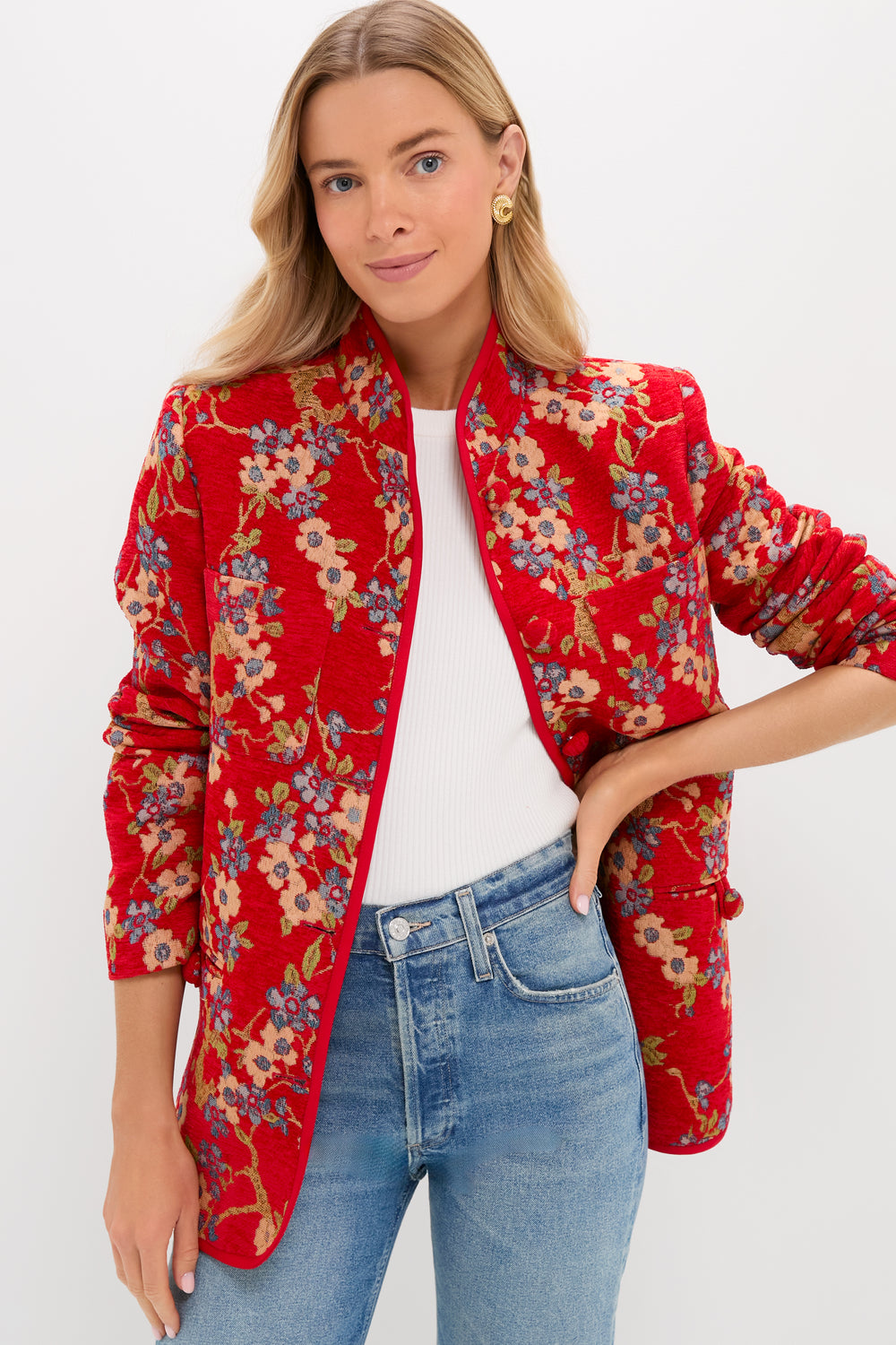 Sakura Blossom Chenille Jacquard Harrison Jacket