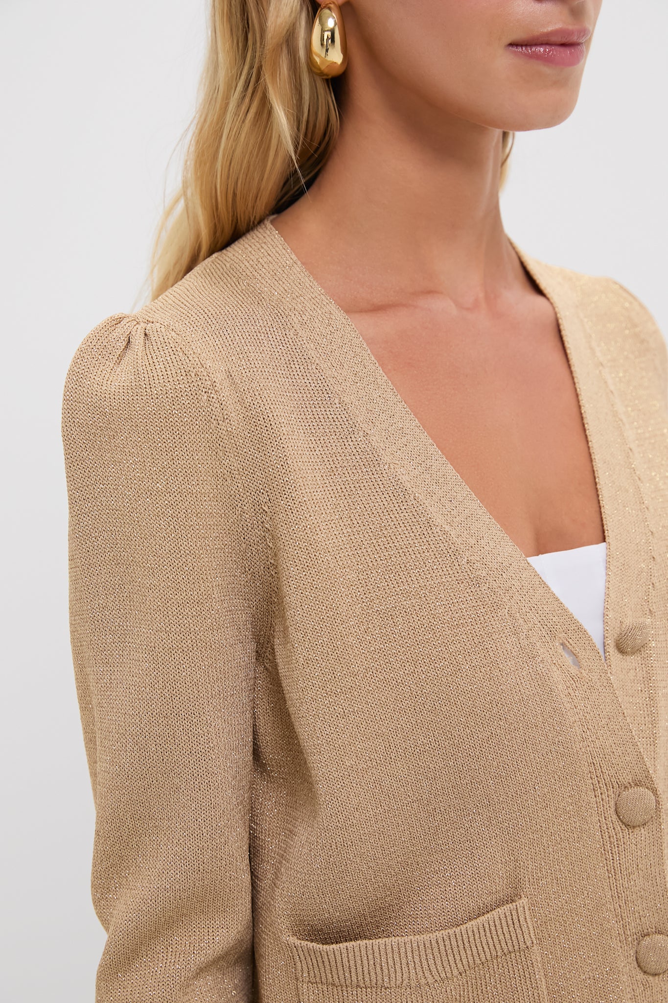 Tan Metallic Rene Cardigan