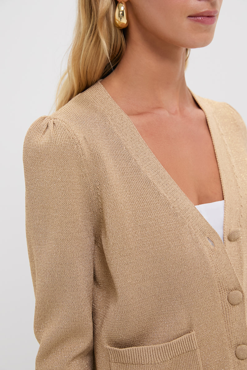 Tan Metallic Rene Cardigan