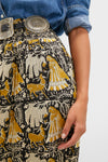 Story Print Shirred Skirt