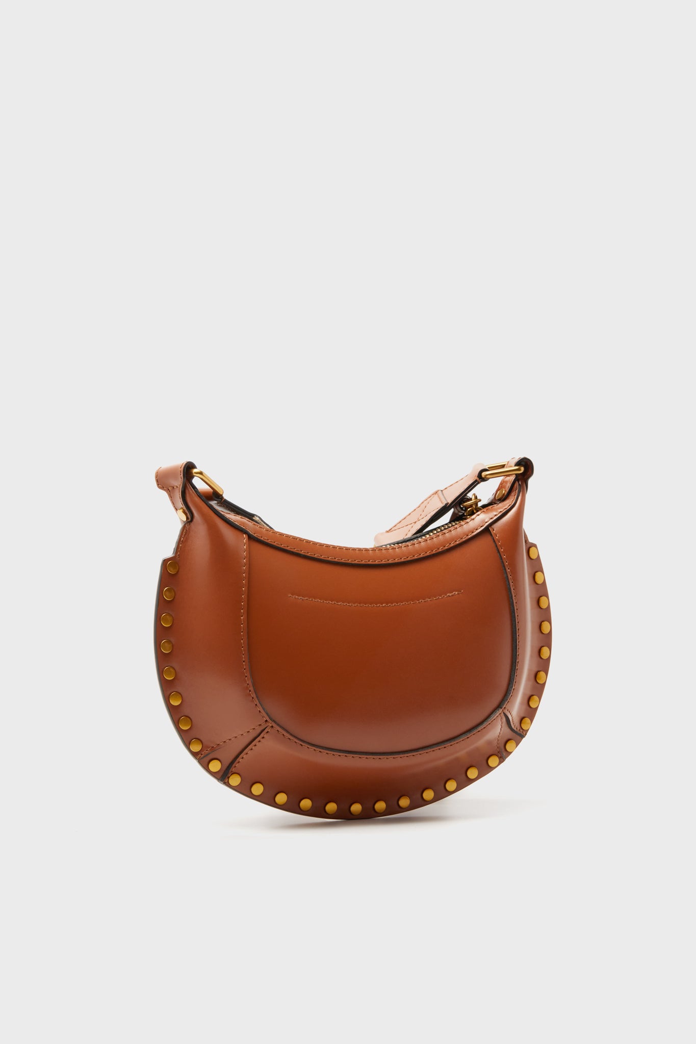 Cognac Leather Mini Moon Crossbody