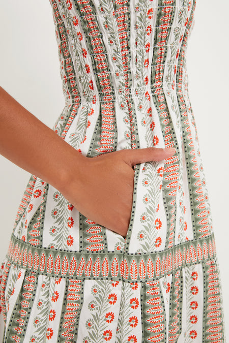 Olive and Paprika Cosmos Floral Stripe Kimmy Maxi Nap Dress