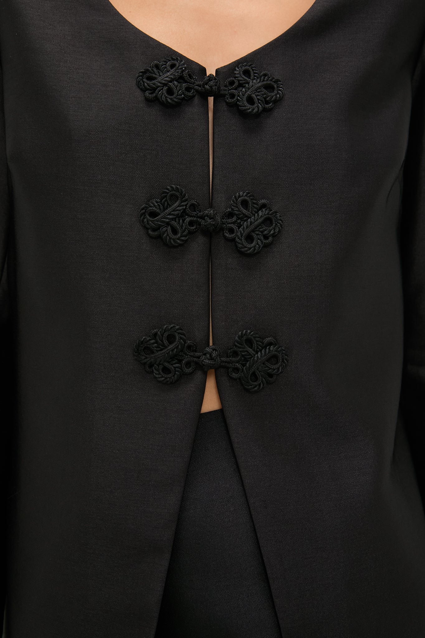 Black Dupioni Long Sleeve Carrico Top