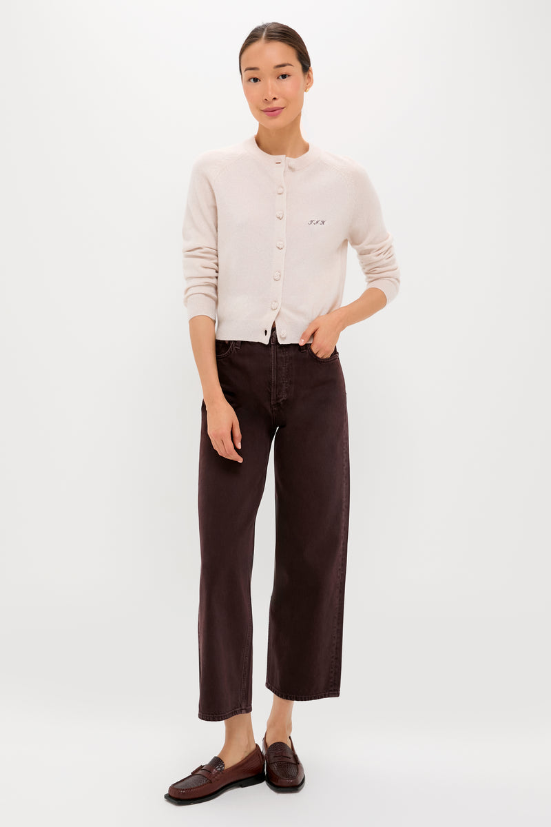 Lightweight Sandstone Cashmere Knot Button Cardigan