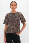 Garland Print Smocked Flounce Top