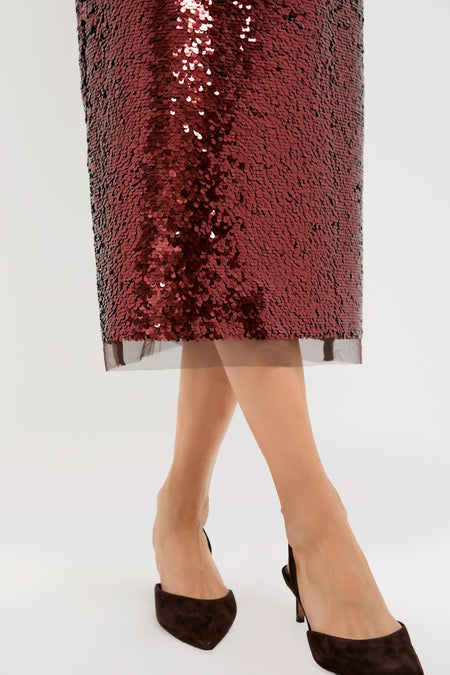 Radiant Bronze Sequin Phillips Midi Skirt