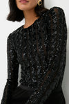 Polo Black Sequin Cable Knit Bodysuit