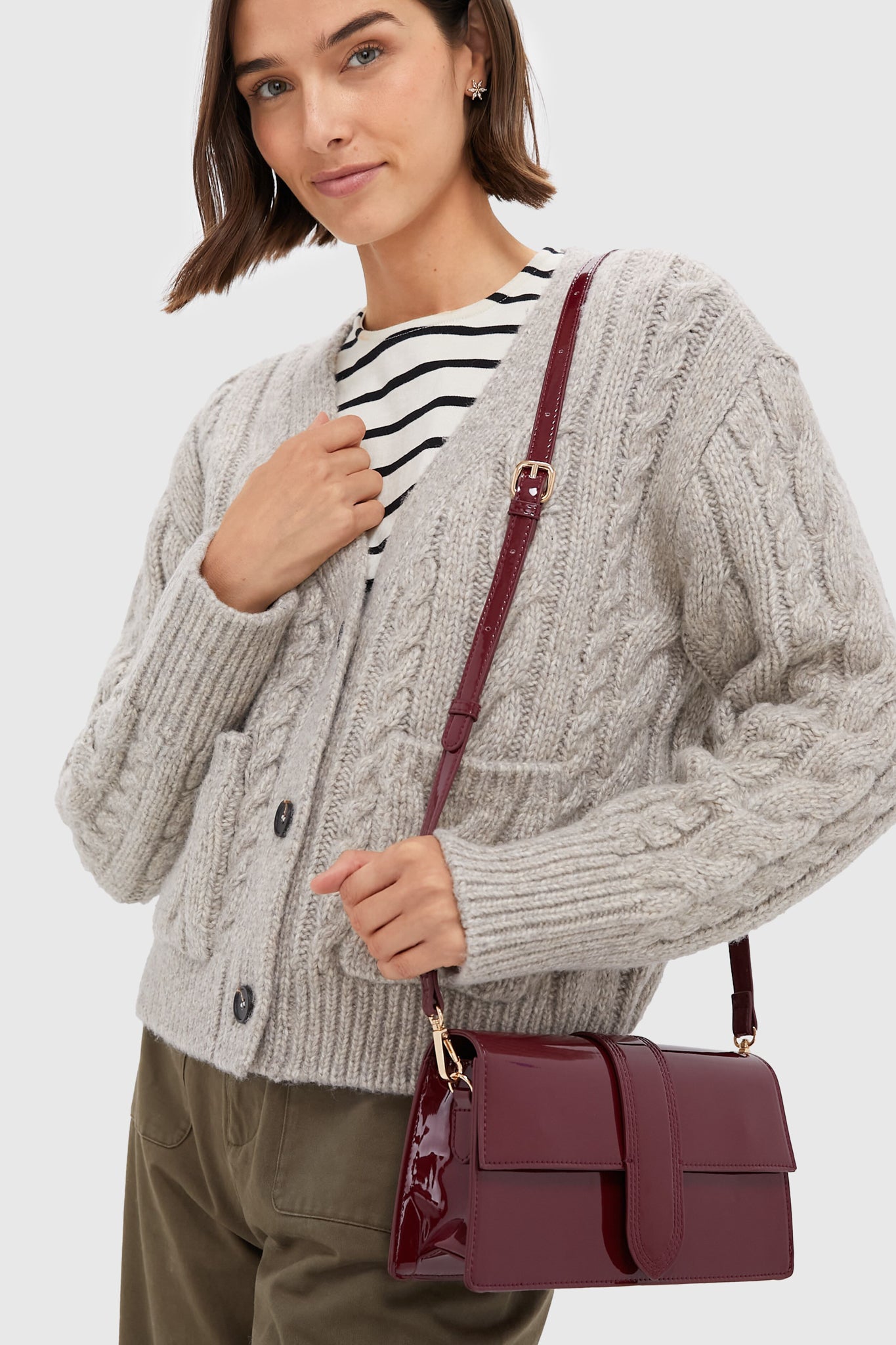 Burgundy Violet Patent Bag