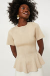 Tan Knit Phoebe Peplum Top