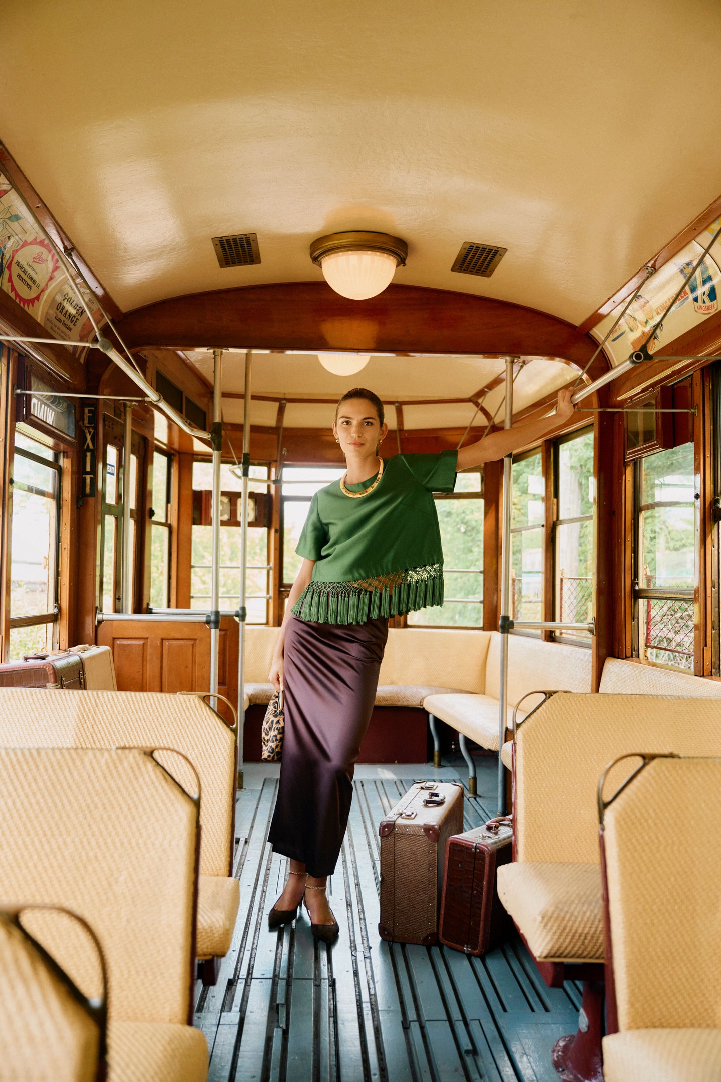 Green Dupioni Chadwick Tassel Top