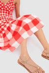 Red Gingham and Shell Taylor Midi Dress